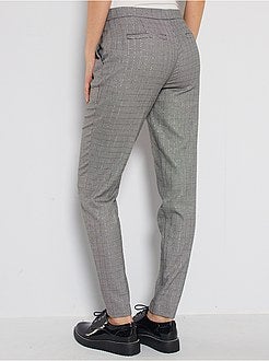 Slim-fit broek met pied-de-poule-print - Kiabi