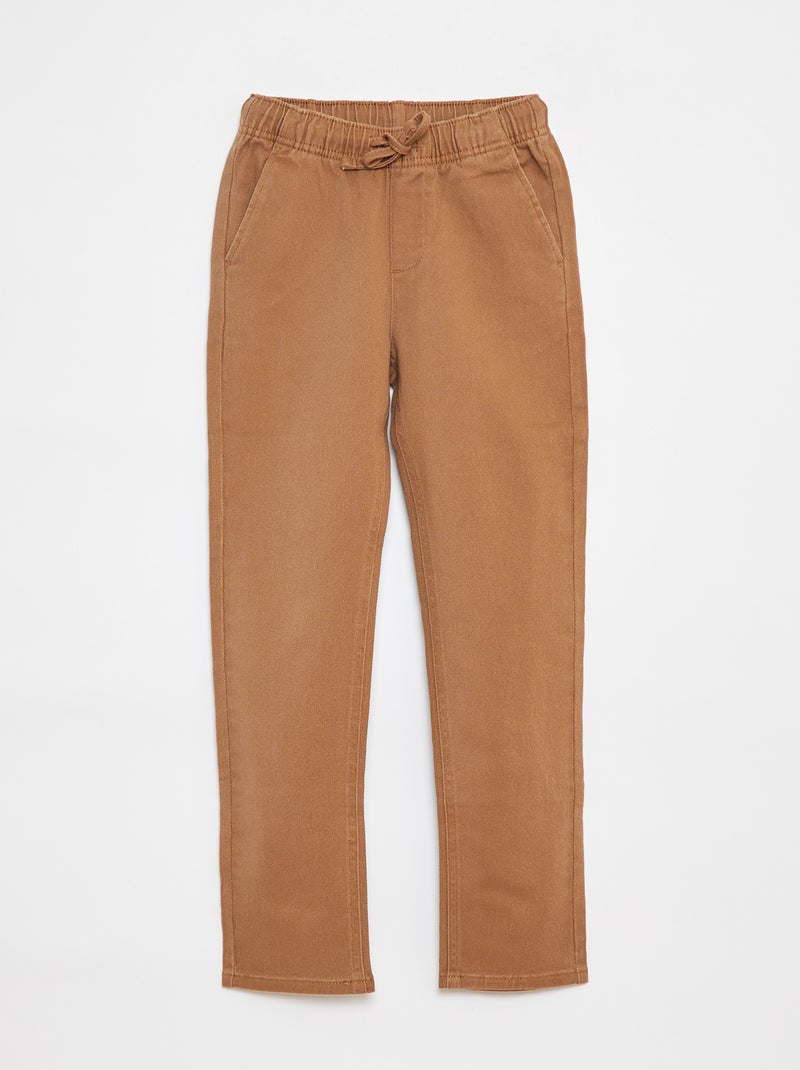 Slim-fit broek met verstelbare taille Biege - Kiabi