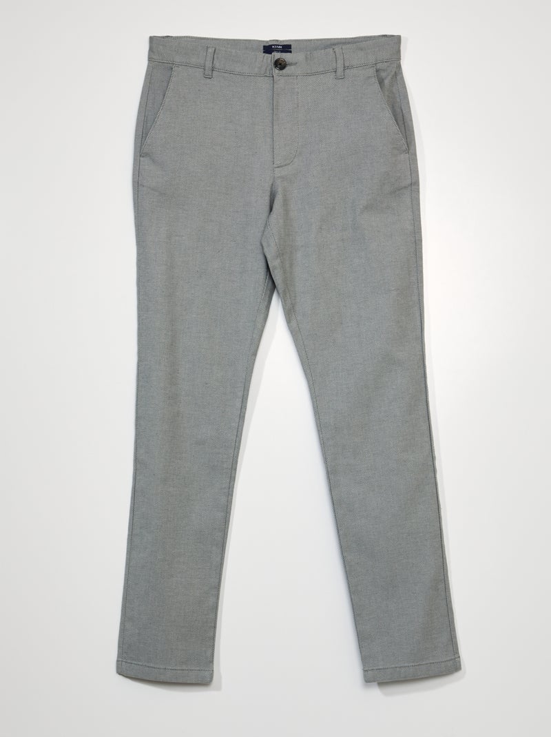 Slim-fit broek van jacquard GROEN - Kiabi