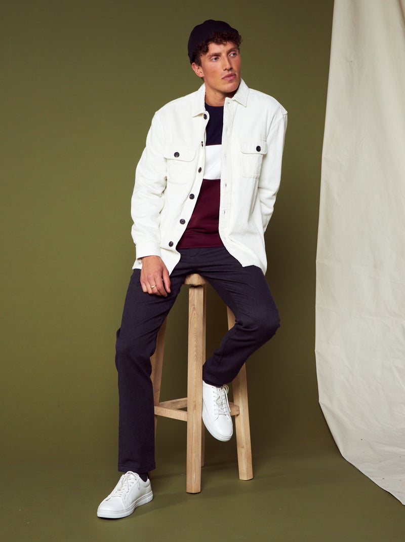 Slim-fit broek van jacquard ZWART - Kiabi
