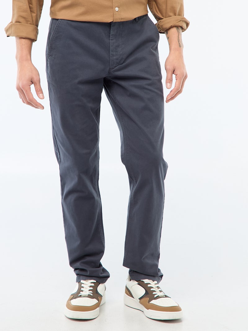 Slim-fit chino Blauw - Kiabi