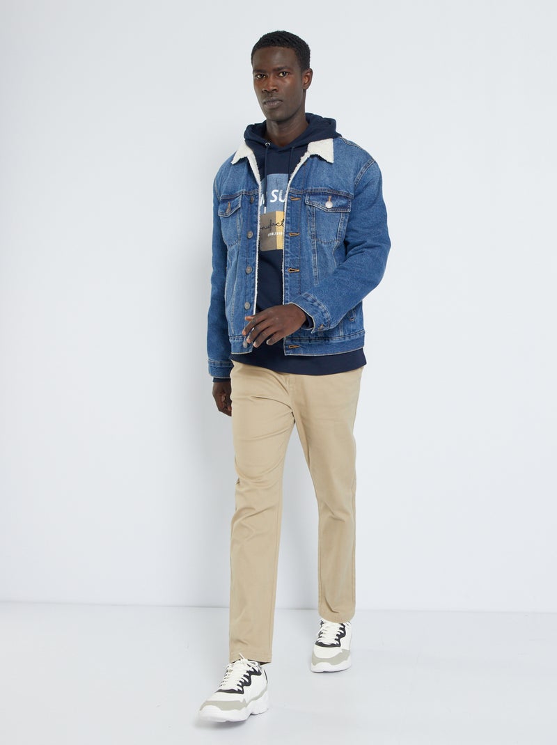 Slim-fit chino in joggingmodel beige gevlekt - Kiabi