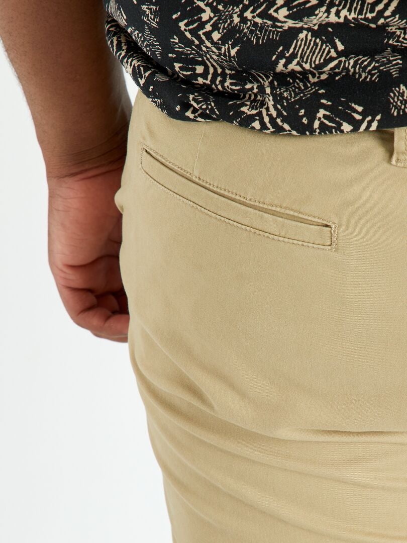 Slim-fit chino L32 beige gevlekt - Kiabi