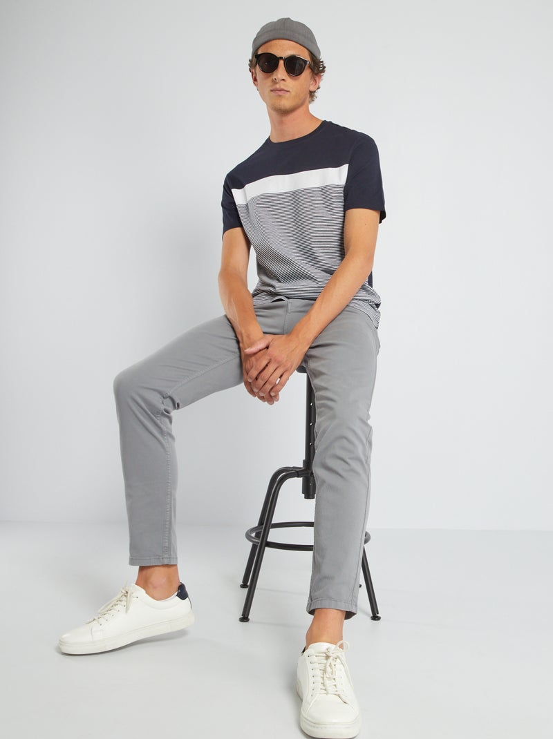 Slim-fit chino met 5 zakken - L32 BLAUW - Kiabi