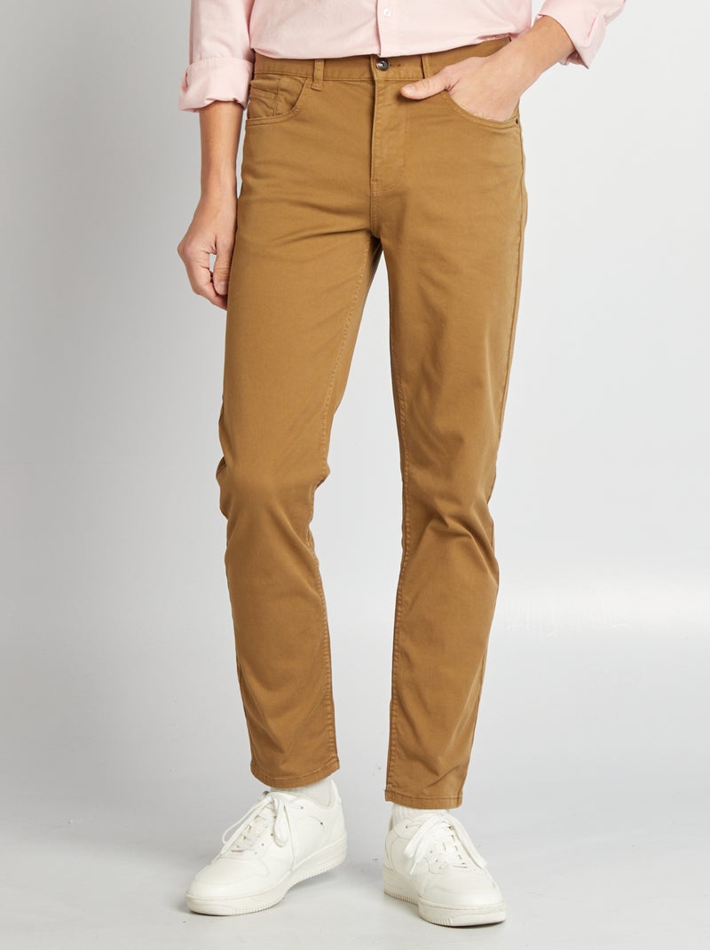 Slim-fit chino met 5 zakken - L32 bruin - Kiabi