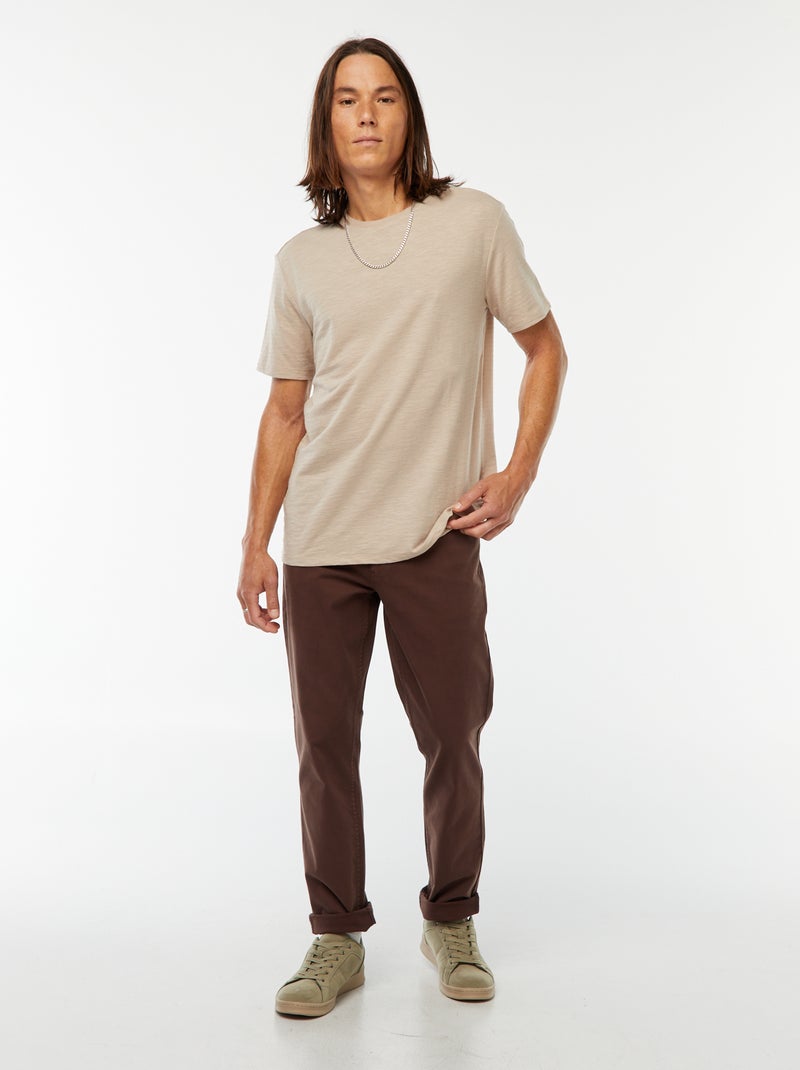 Slim-fit chino met 5 zakken - L32 Bruin - Kiabi