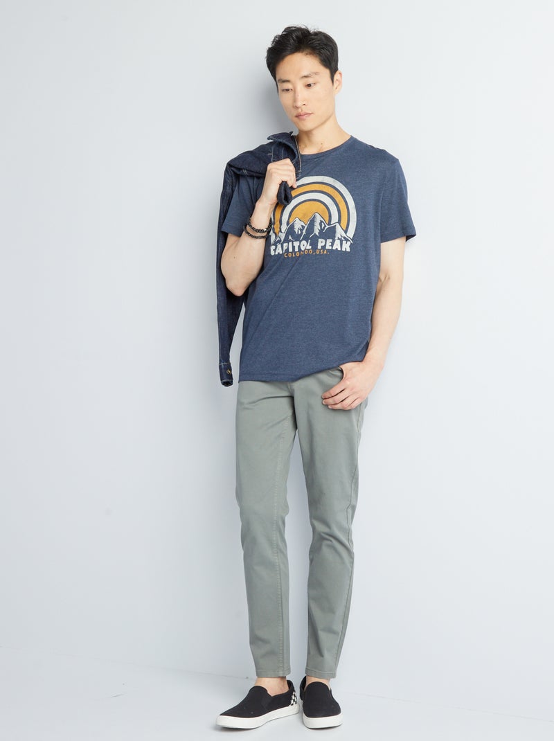 Slim-fit chino met 5 zakken - L32 GROEN - Kiabi