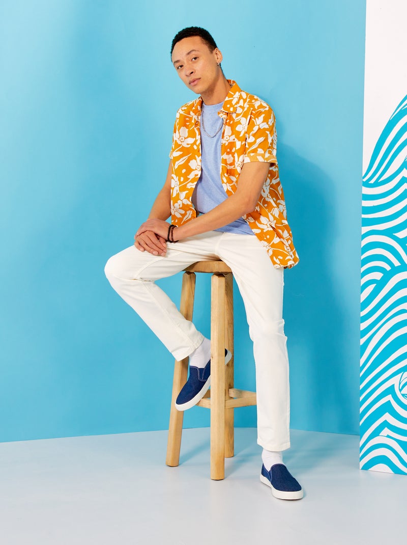 Slim-fit chino met 5 zakken - L32 WIT - Kiabi