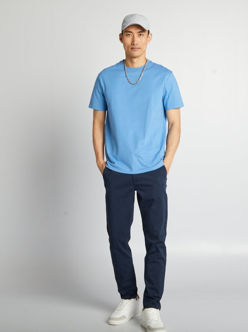 Slim-fit chinobroek L30 BLAUW - Kiabi