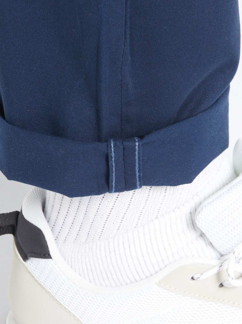 Slim-fit chinobroek L30 BLAUW - Kiabi