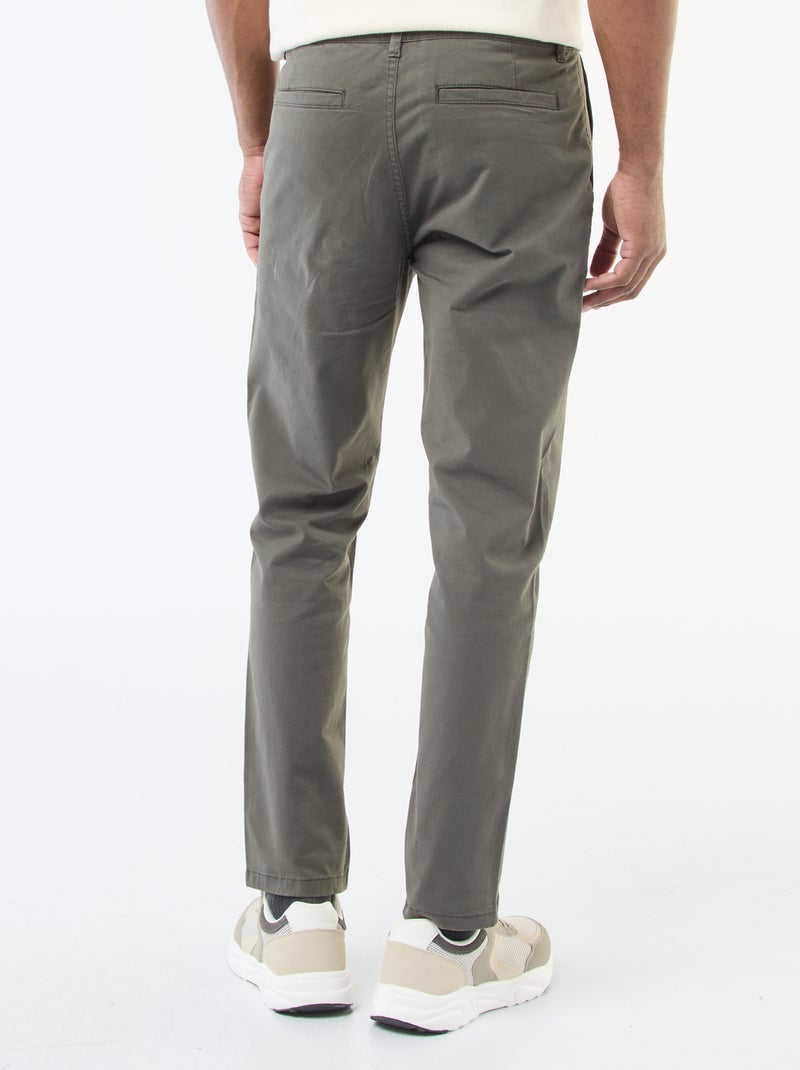 Slim-fit chinobroek L30 Kaki - Kiabi