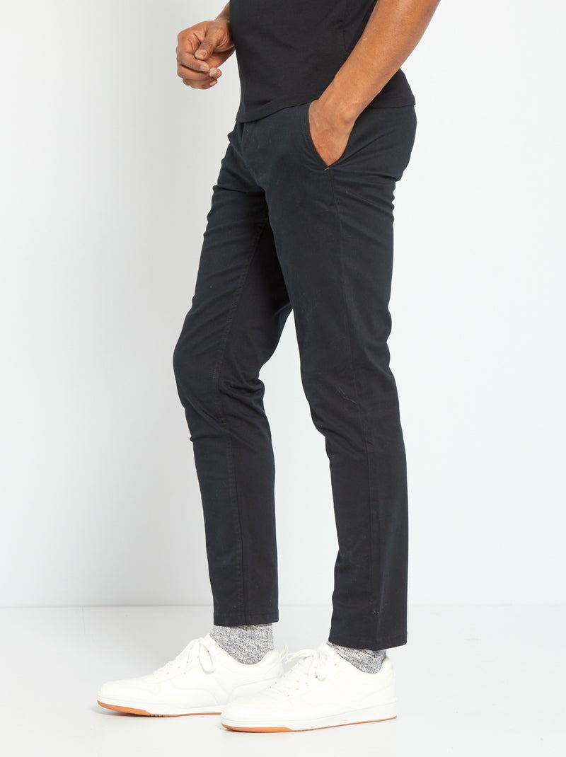 Slim-fit chinobroek L30 ZWART - Kiabi