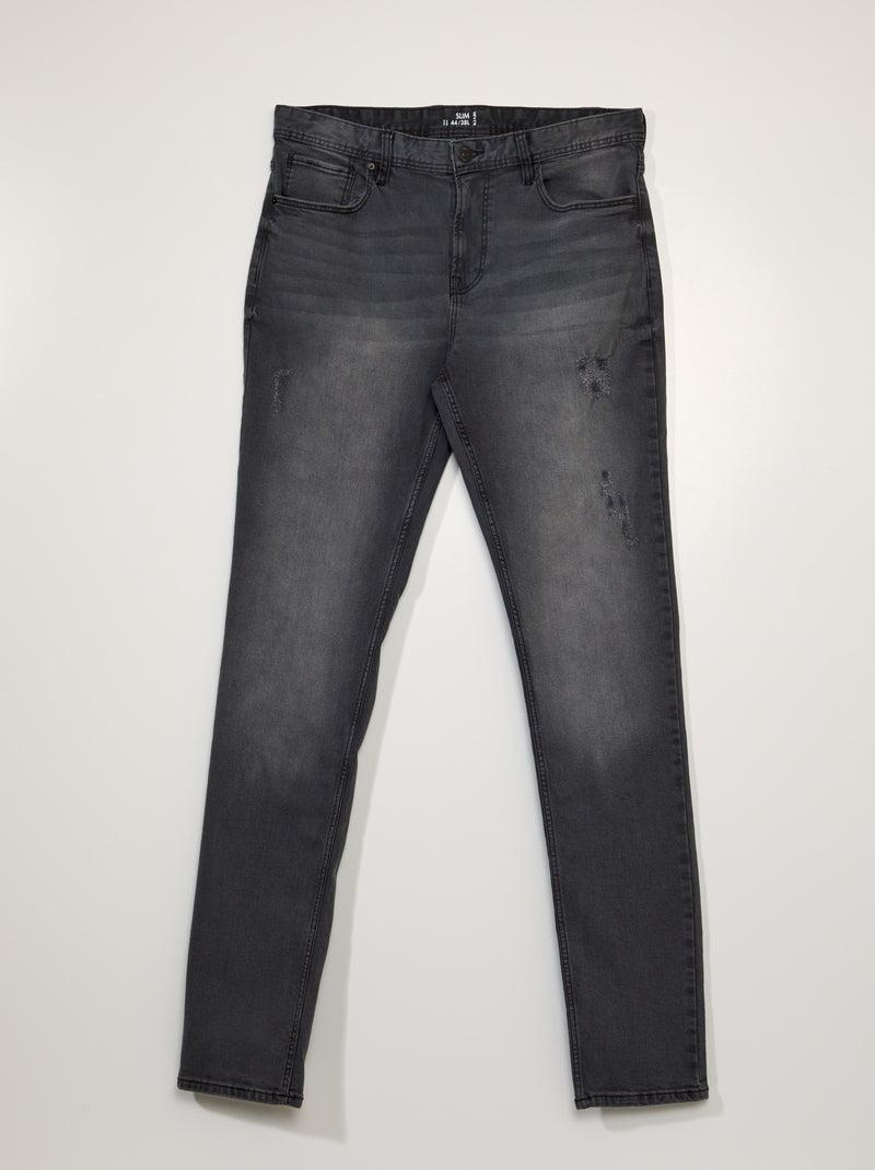 Slim-fit denim broek - 38L ZWART - Kiabi