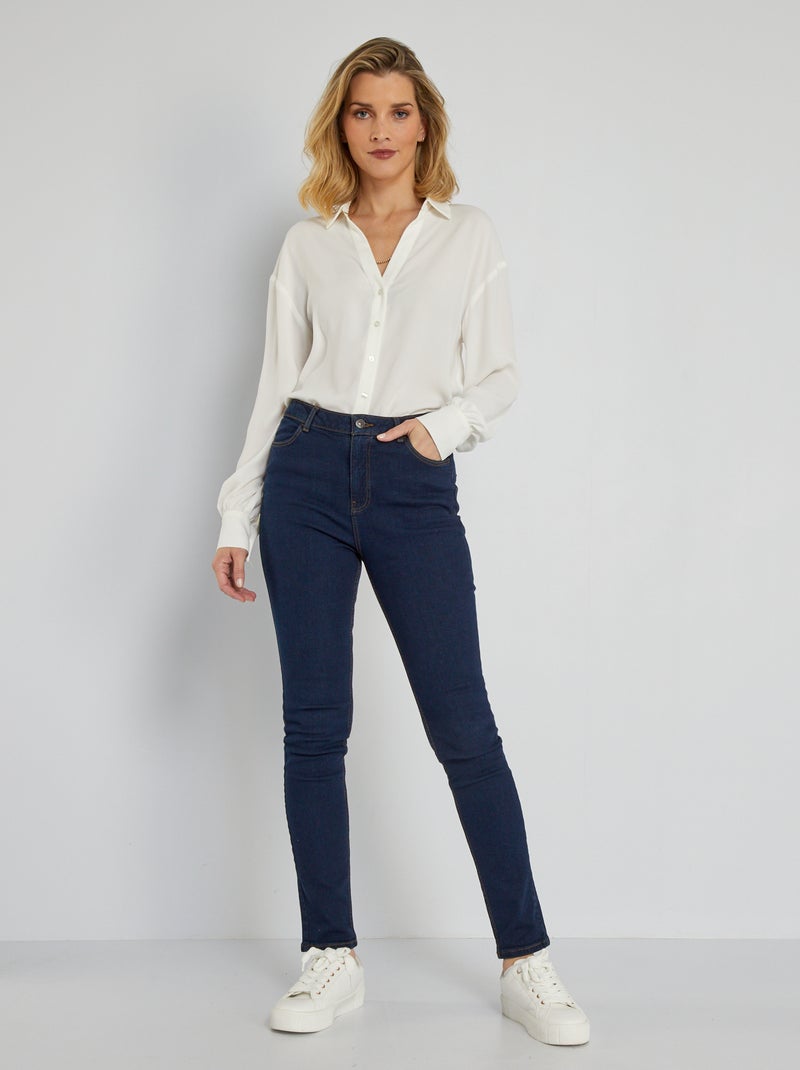 Slim-fit denim jeans met hoge taille BLAUW - Kiabi