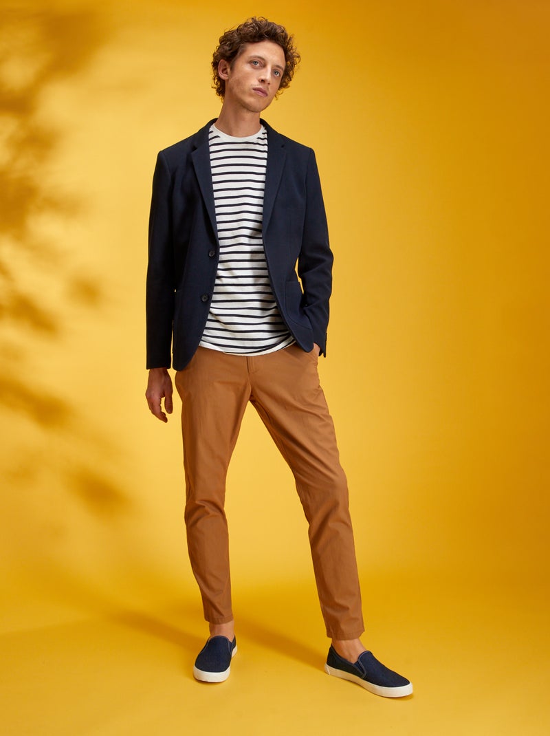 Slim-fit jasje van piquétricot BLAUW - Kiabi