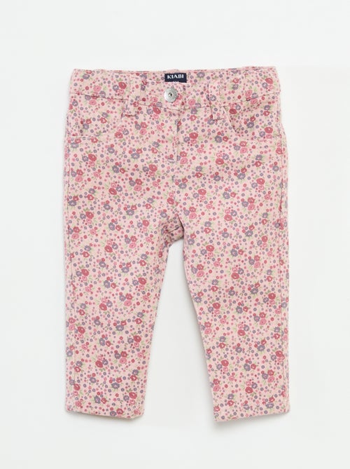 Slim-fit jeans met bloemmotiefje - Kiabi