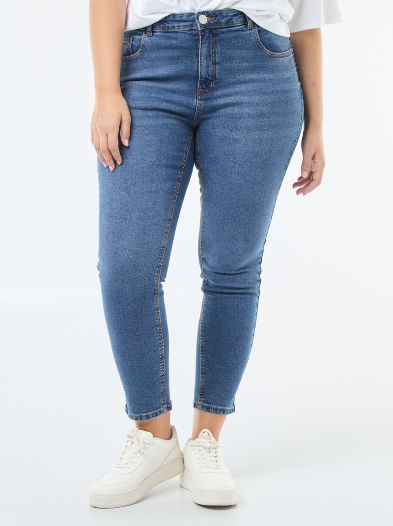Slim-fit jeans met hoge taille - L28 BLAUW - Kiabi