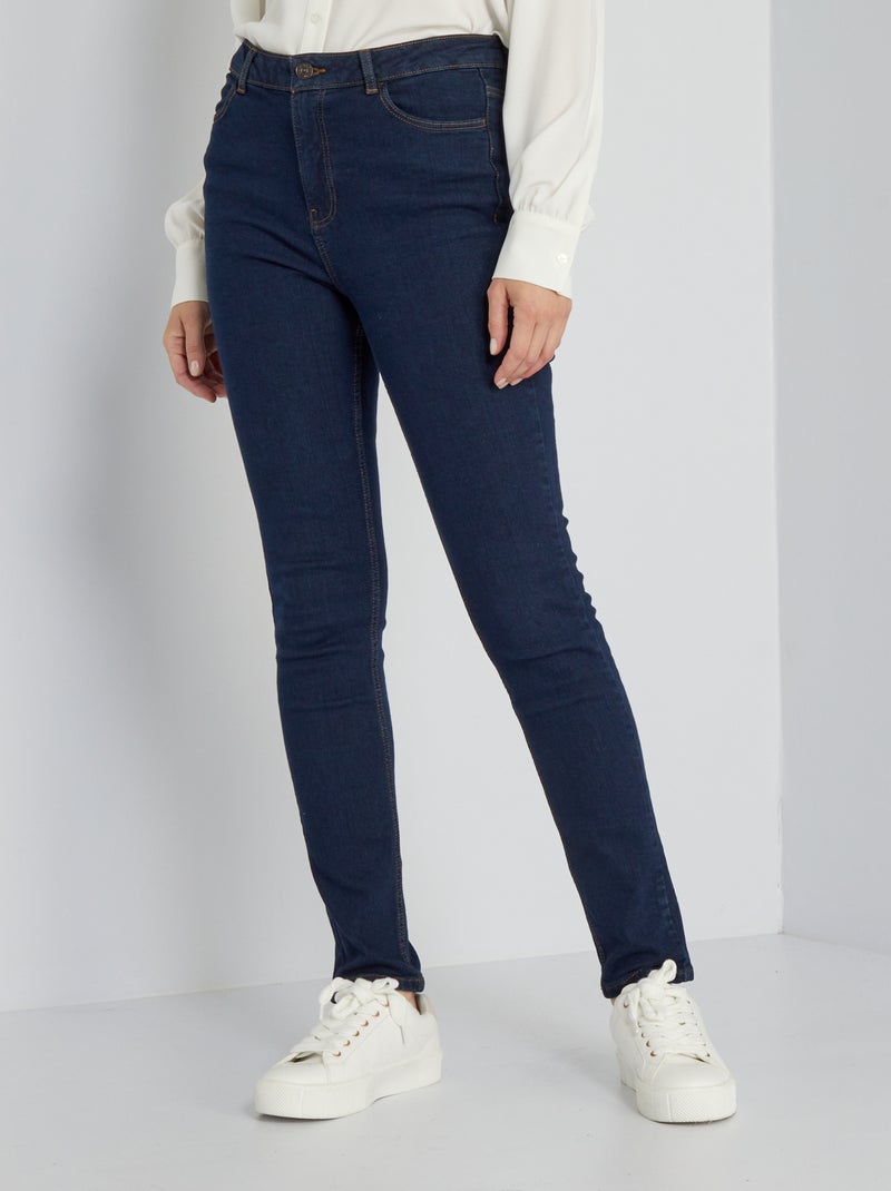 Slim-fit jeans met hoge taille - L28 BLAUW - Kiabi