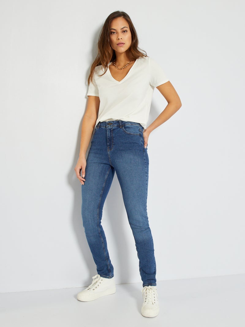 Slim-fit jeans met hoge taille - L28 BLAUW - Kiabi