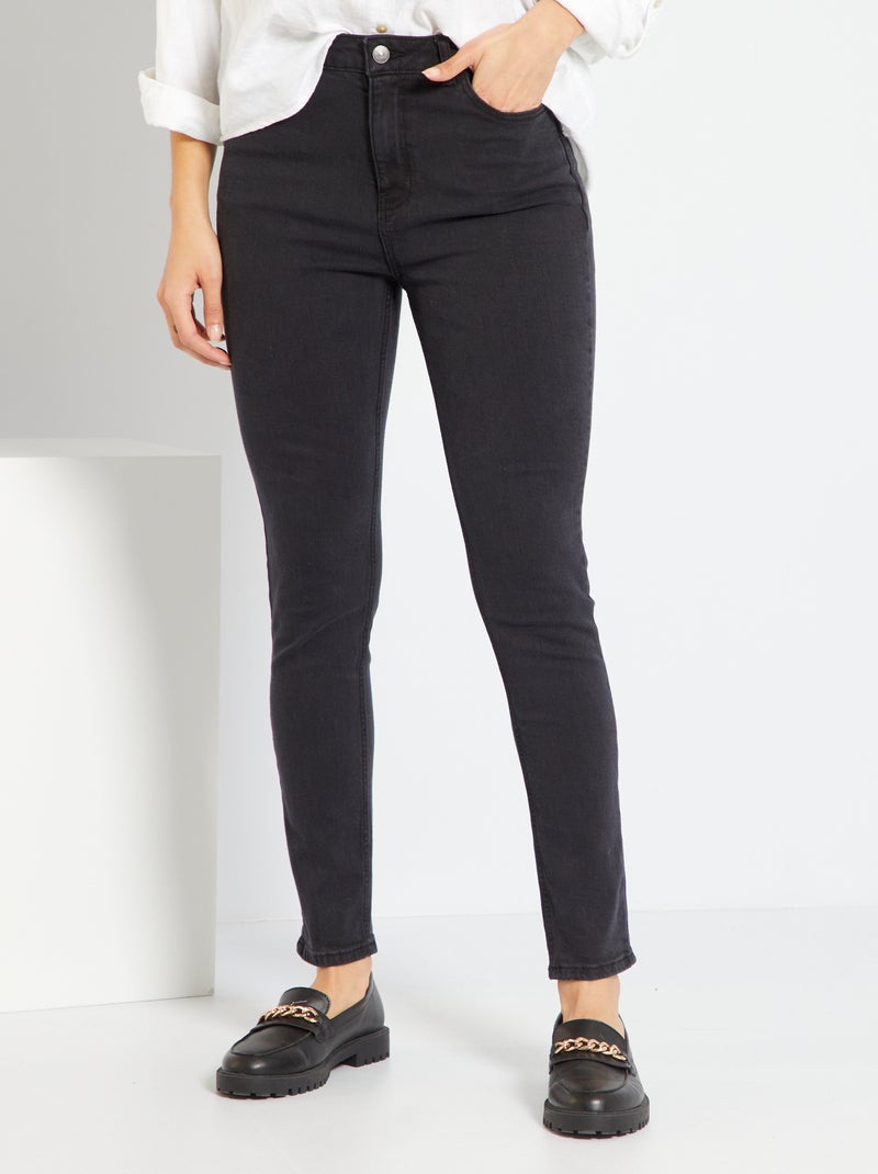 Slim-fit jeans met hoge taille - L28 ZWART - Kiabi