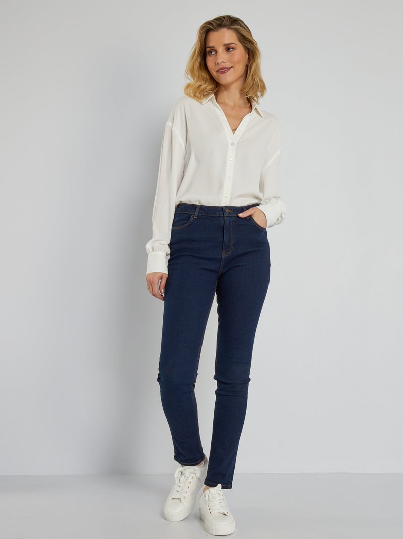 Slim-fit jeans met hoge taille - L34 BLAUW - Kiabi