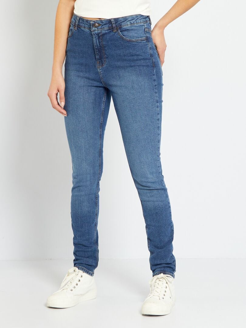 Slim-fit jeans met hoge taille - L34 BLAUW - Kiabi