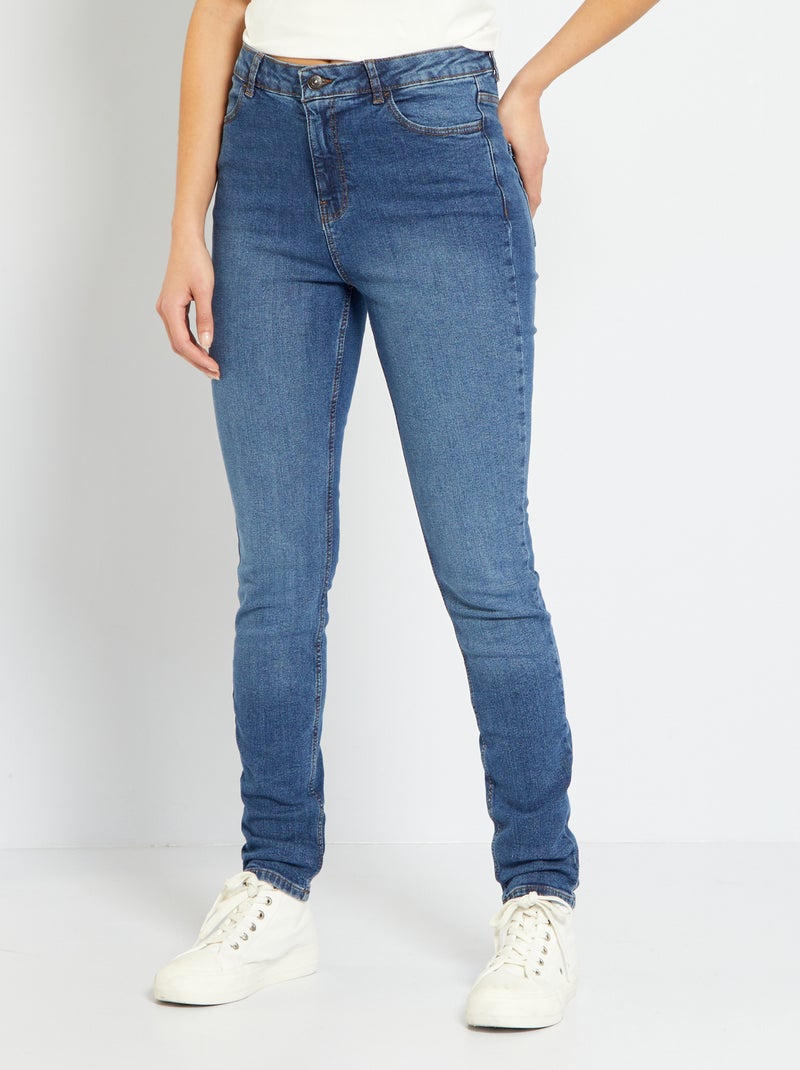 Slim-fit jeans met hoge taille - L34 BLAUW - Kiabi