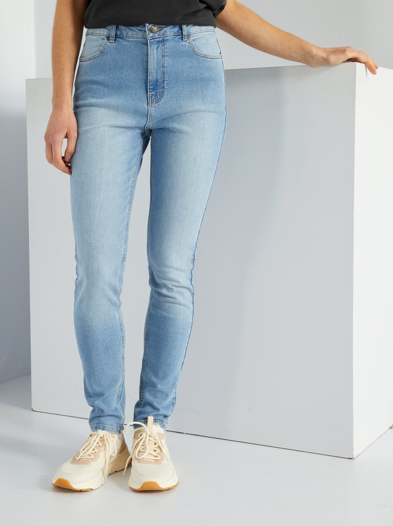 Slim-fit jeans met hoge taille - L34 BLAUW - Kiabi