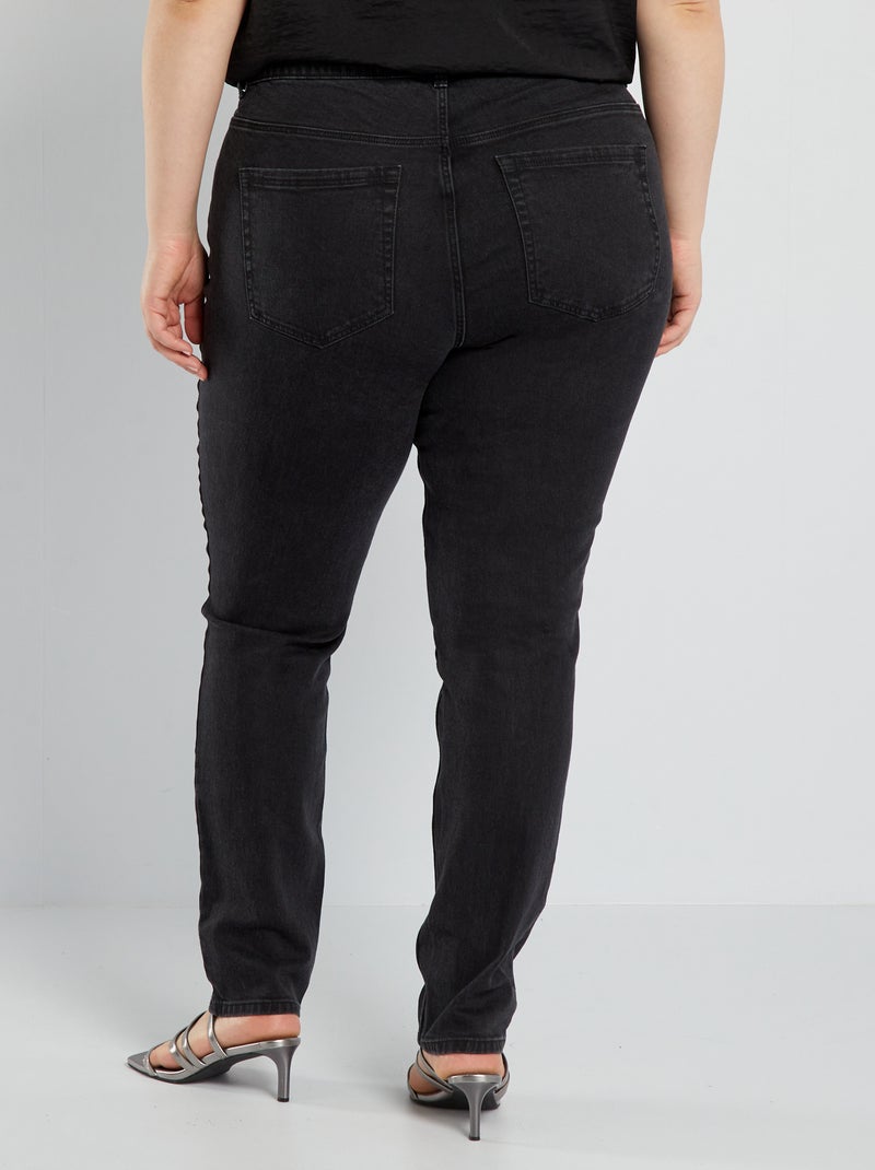 Slim-fit jeans met hoge taille - L34 ZWART - Kiabi