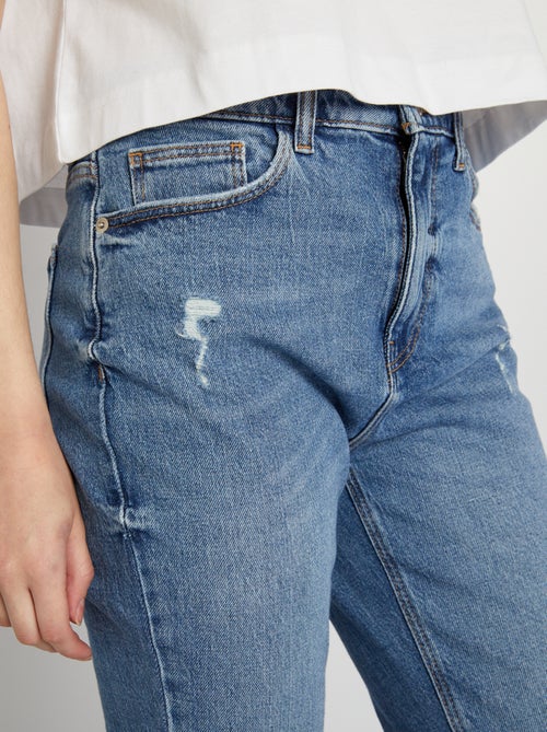 Slim-fit jeans met hoge taille en decoratieve slijtplekken - Kiabi