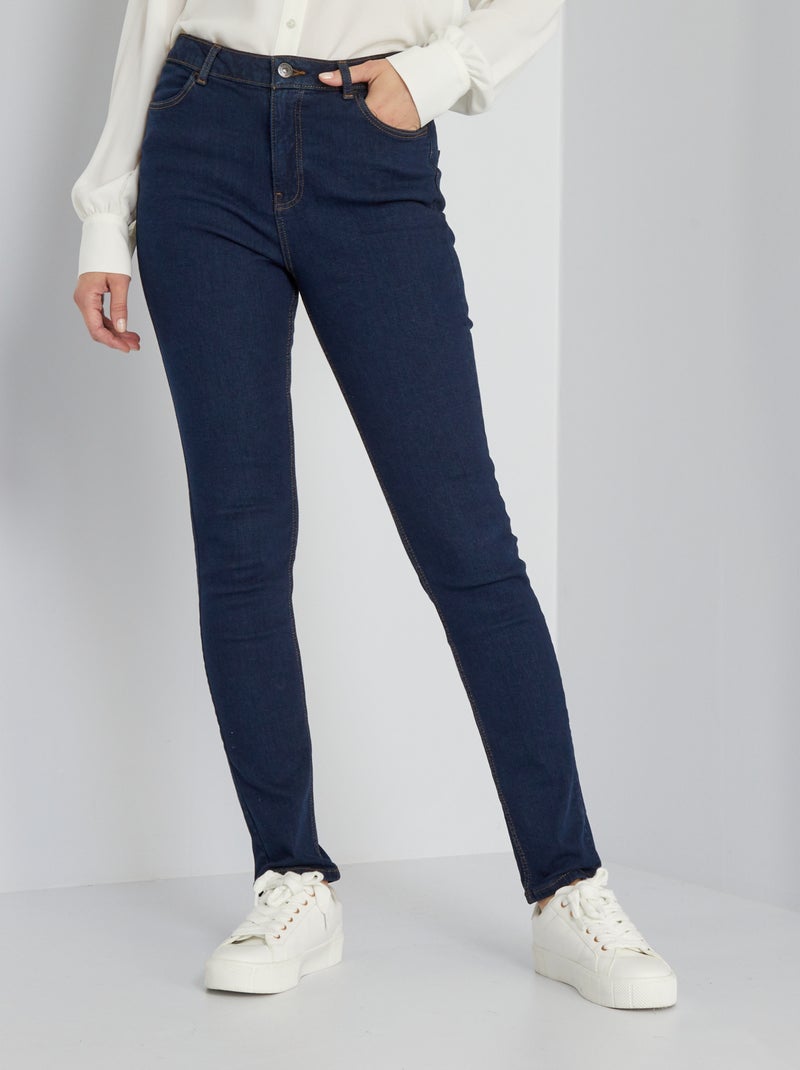 Slim-fit jeans met hoge taille L32 BLAUW - Kiabi