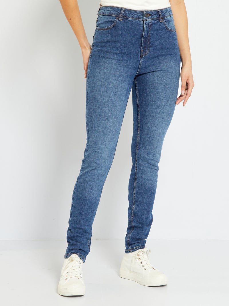 Slim-fit jeans met hoge taille L32 BLAUW - Kiabi