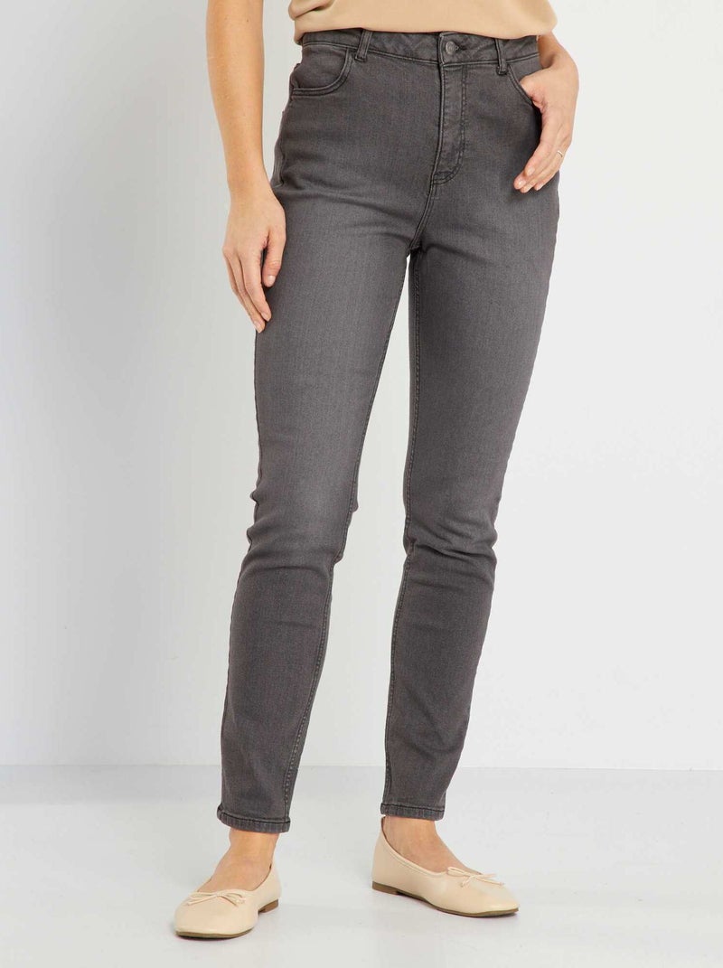 Slim-fit jeans met hoge taille L32 GRIJS - Kiabi