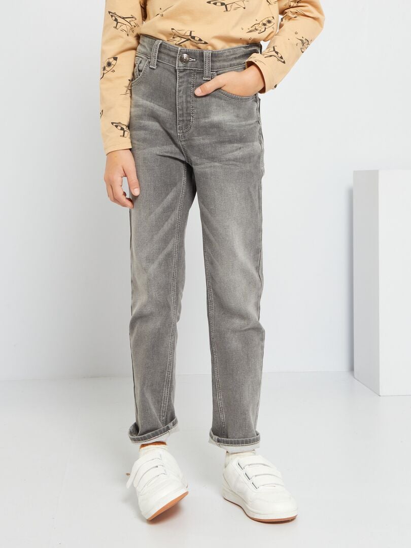 Slim-fit jeans met verstelbare taille GRIJS - Kiabi