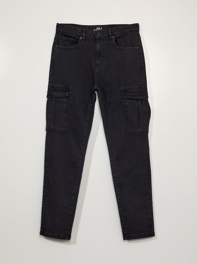 Slim-fit jeans met zakken aan weerszijden - L30 ZWART - Kiabi