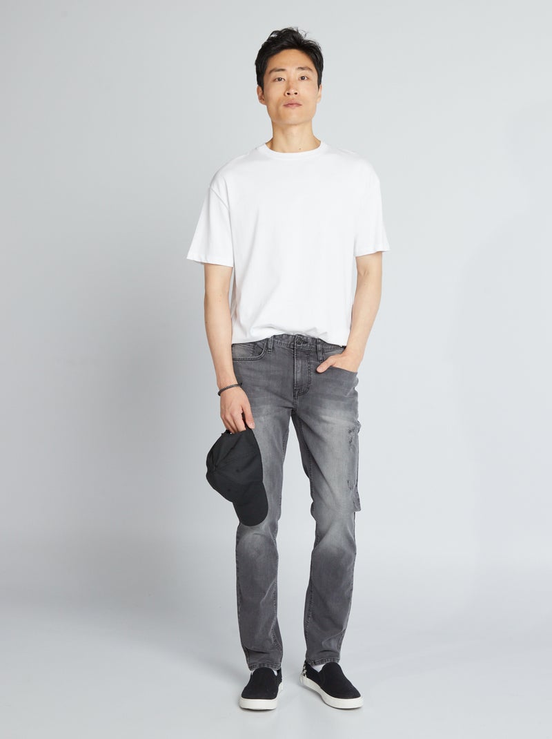 Slim-fit jeans van spijkerstof - L32 ZWART - Kiabi