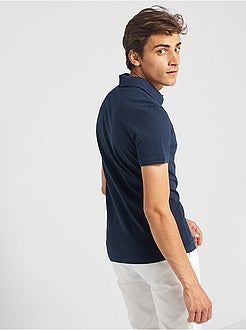 Slim-fit katoenen polo met dobbymotief - Kiabi