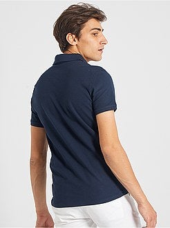Slim-fit katoenen polo met dobbymotief - Kiabi