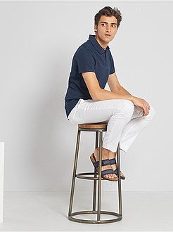 Slim-fit katoenen polo met dobbymotief - Kiabi