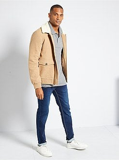 Slim-fit katoenen polo met dobbymotief - Kiabi