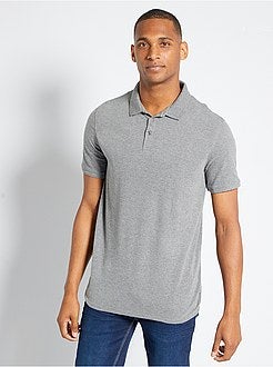 Slim-fit katoenen polo met dobbymotief - Kiabi