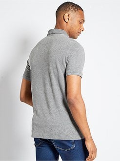 Slim-fit katoenen polo met dobbymotief - Kiabi