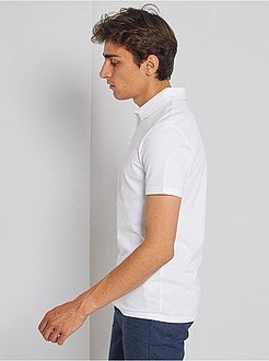 Slim-fit katoenen polo met dobbymotief - Kiabi