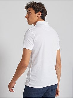 Slim-fit katoenen polo met dobbymotief - Kiabi
