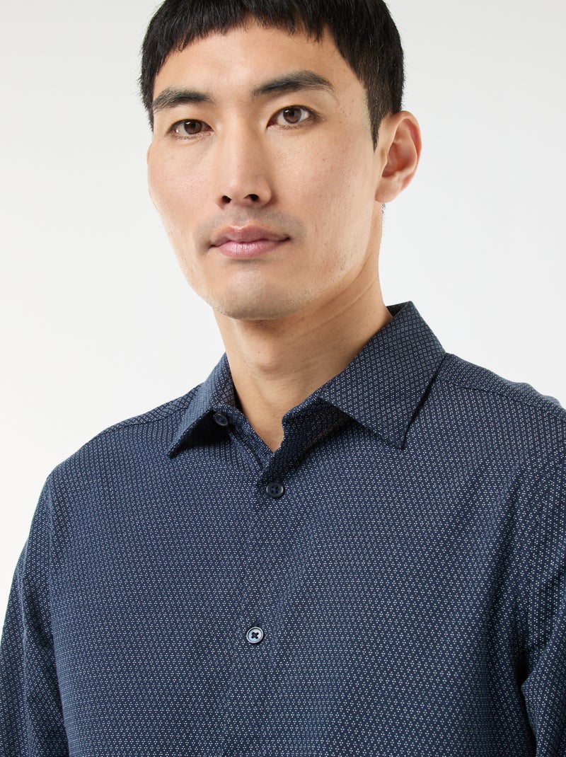 Slim-fit overhemd van dobbykatoen Blauw - Kiabi