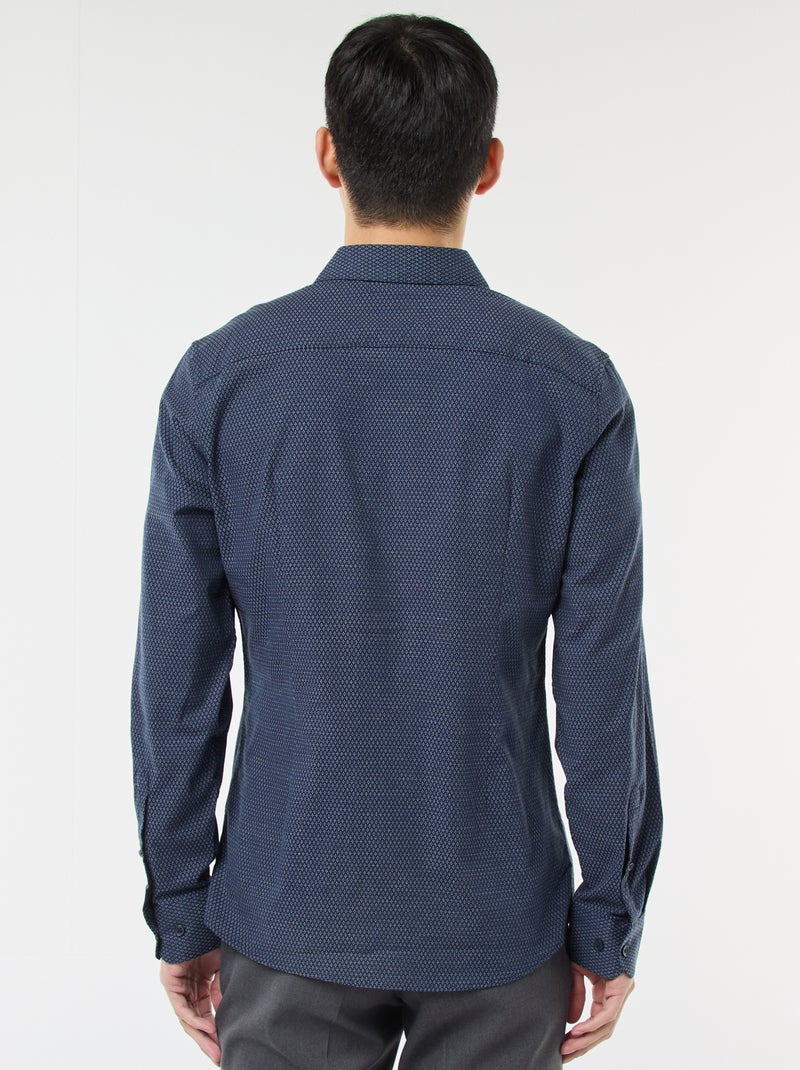 Slim-fit overhemd van dobbykatoen Blauw - Kiabi