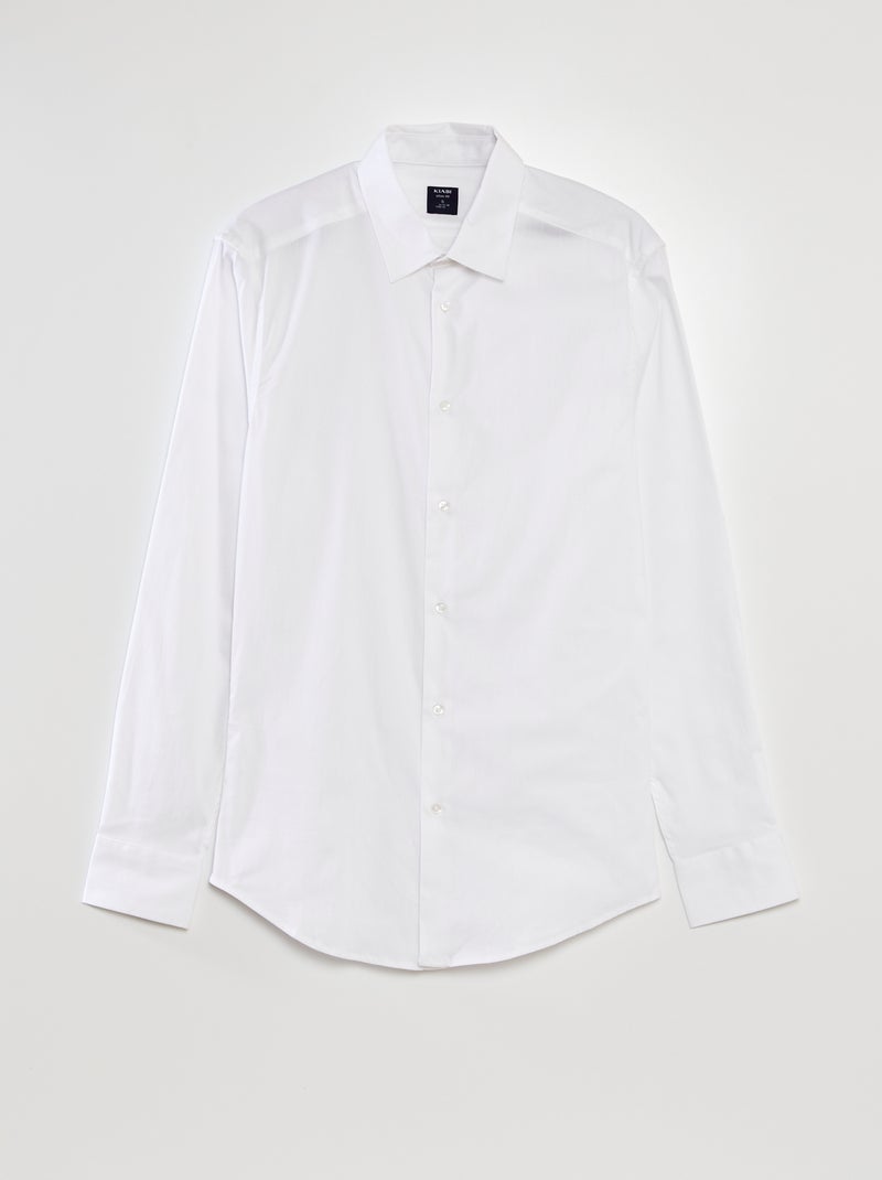 Slim-fit overhemd van stretchstof wit - Kiabi