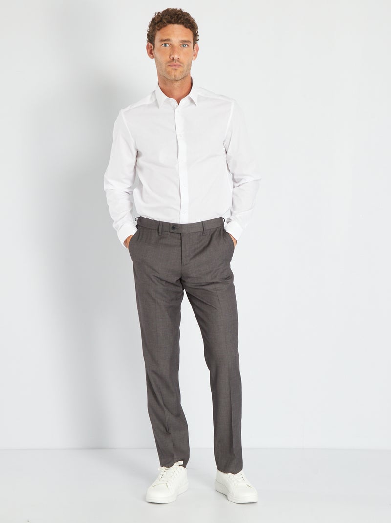 Slim-fit pantalon met kaviaarmotief grijs - Kiabi