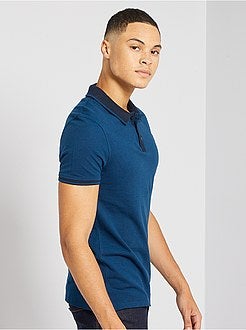 Slim-fit polo van tweekleurig piquétricot - Kiabi