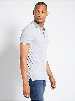 Slim-fit polo van tweekleurig piquétricot - Kiabi